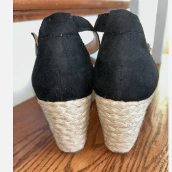 Womens Black Wedge Sandals Size 10.5M Seleeney Style & Co. 3" Espadrille Heel - Picture 5 of 16